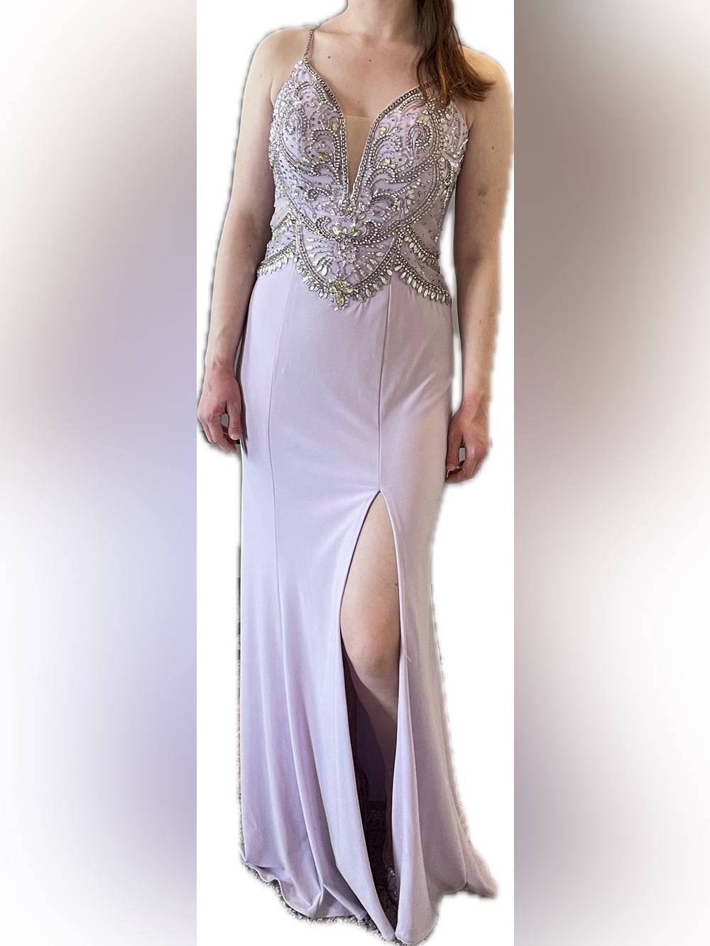Cachet Lavender Beaded Prom Evening Gown Dress Size 4